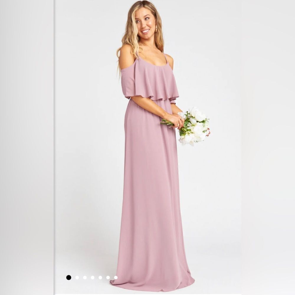 Show me your Mumu-Caitlin Ruffle Maxi Dress- soft pink- Size Medium
